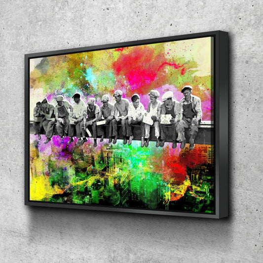 Abstract Lunch Atop Skyscraper, Steelworkers Classic Abstract Canvas Wall Art, Abstract Steel Workers Gallery Wrap