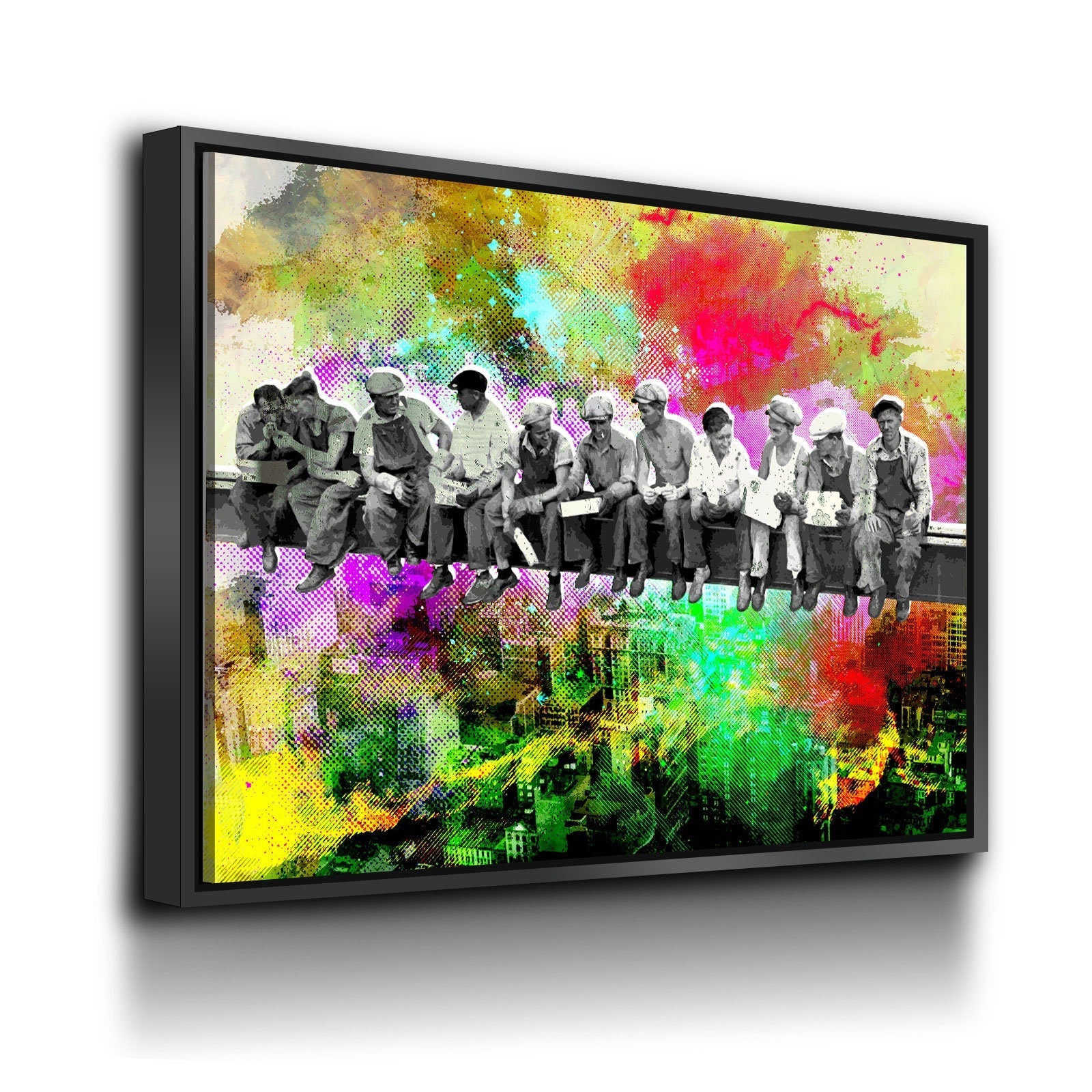 Abstract Lunch Atop Skyscraper, Steelworkers Classic Abstract Canvas Wall Art, Abstract Steel Workers