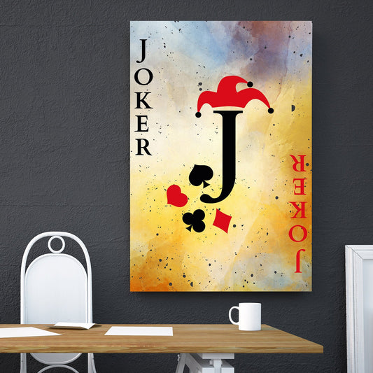 Joker Vintage Playing Card Canvas Wall Art, Game Room Decor, Poker Room, Casino, Man Cave, Joker Playing Card Art