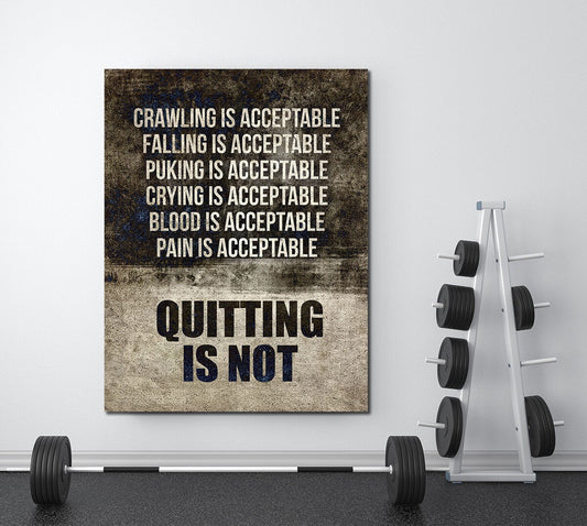 Quitting Is Not Motivational Canvas Wall Art, Motivational Decor, Weightlifting, Workout Motivation Decor, Gym Decor 32 X 48 INCH