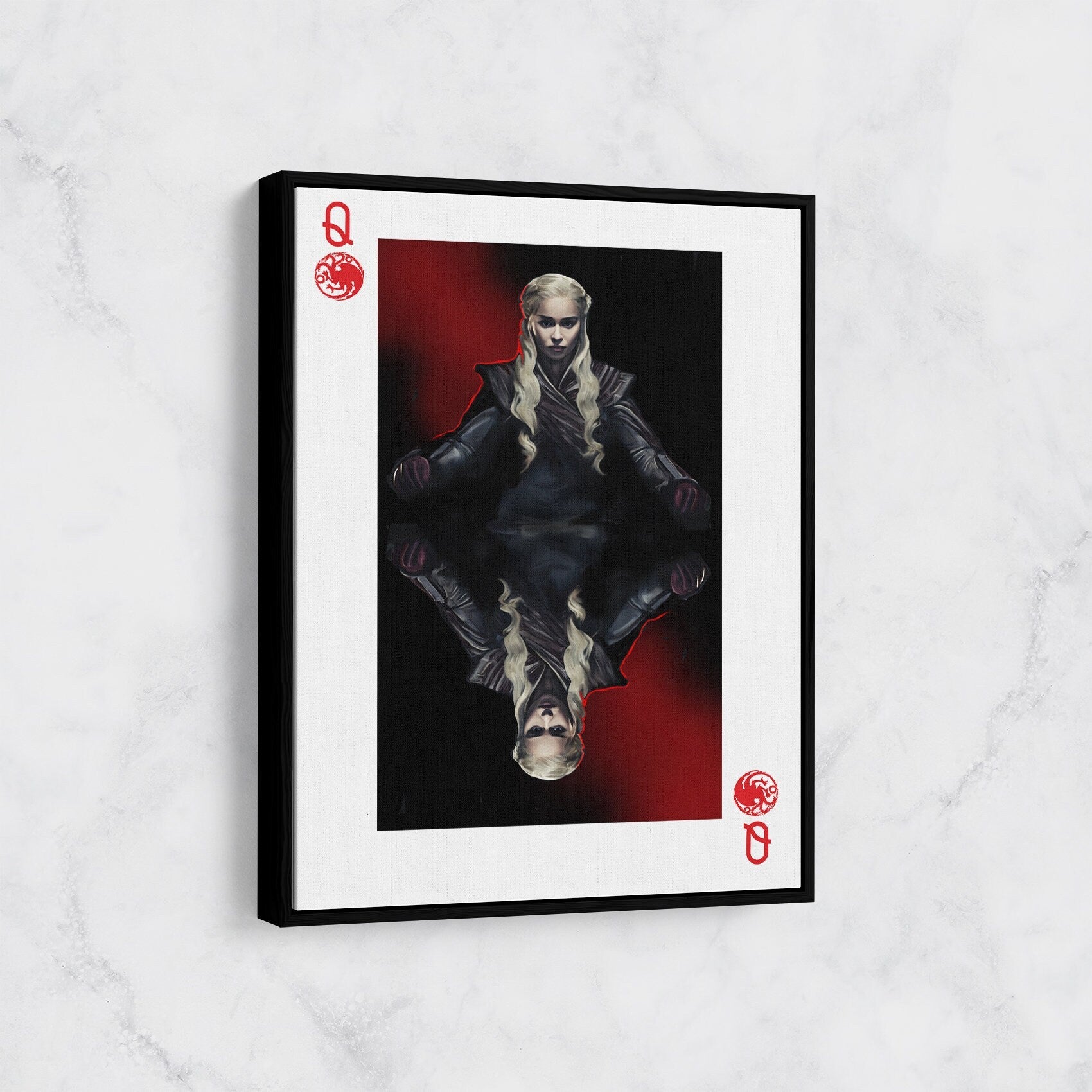 Daenerys Targaryen Queen Card, Canvas Wall Art, GOT, Dany, Queen Daenerys Targaryen With Floating Frame