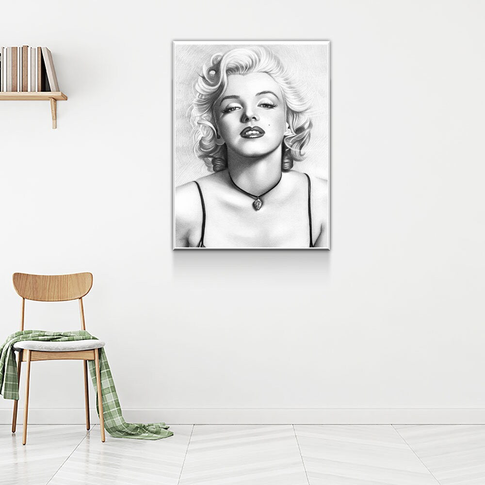 Marilyn Monroe Canvas Wall Art, Black & White Marilyn Monroe Sketch, Marilyn Monroe Drawing, Marilyn Monroe Print