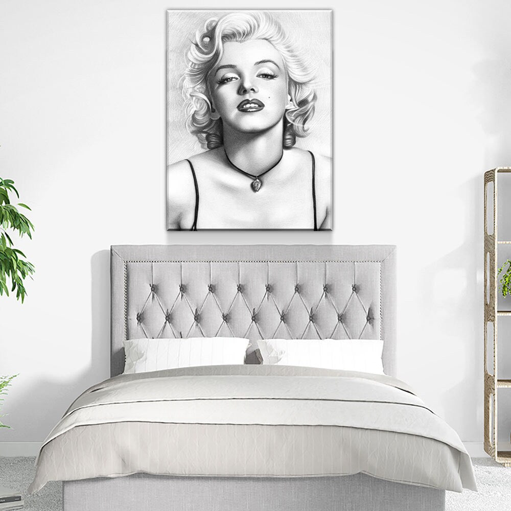 Marilyn Monroe Canvas Wall Art, Black & White Marilyn Monroe Sketch, Marilyn Monroe Drawing, Marilyn Monroe Print