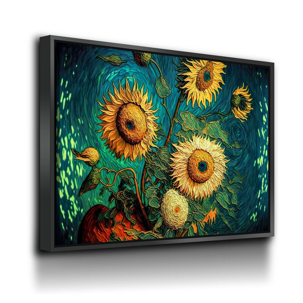 Sunflowers Van Gogh Style Canvas Wall Art, Sunflower Decor, Abstract Art, Abstract Sunflowers