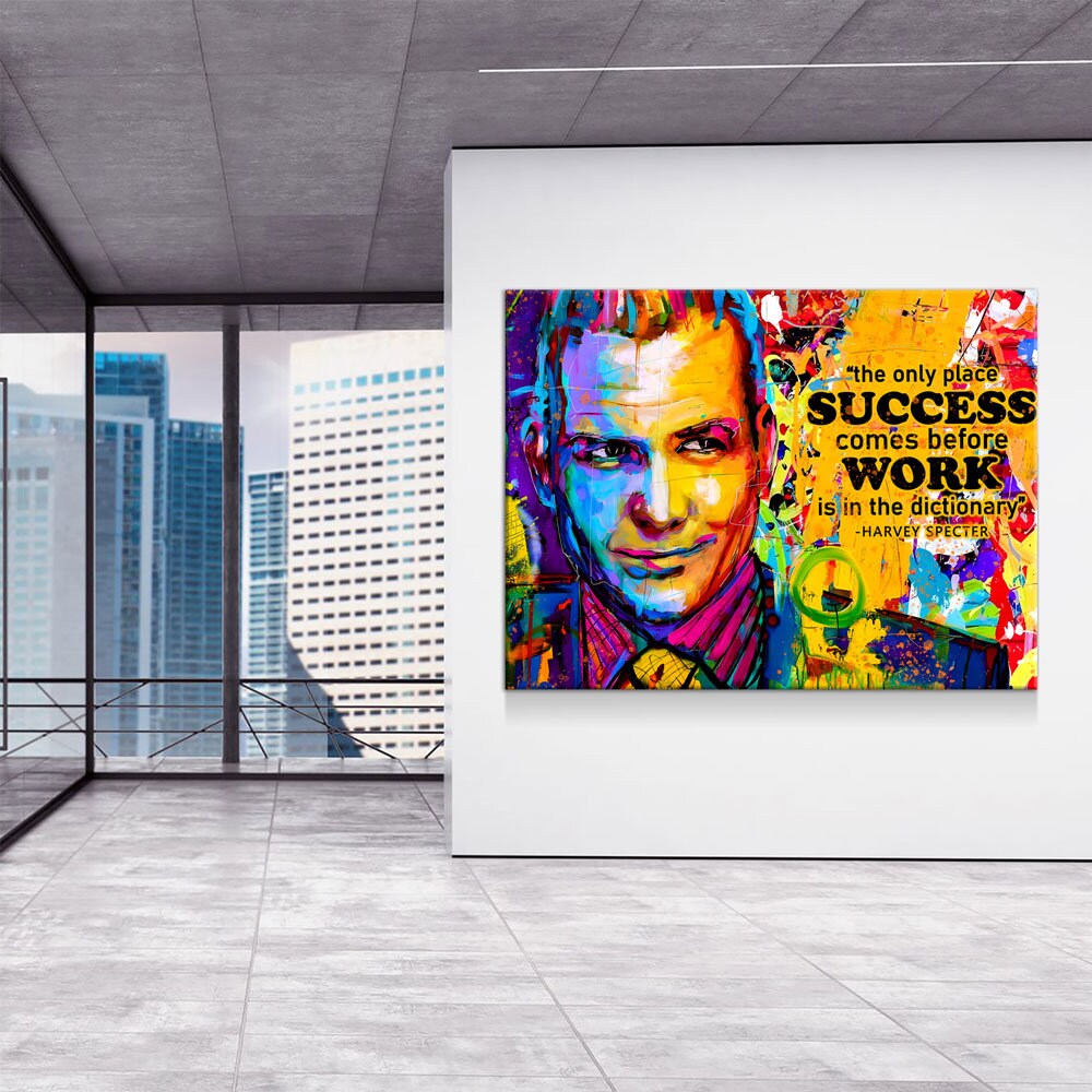 The Only Time Success Comes Before Work Is In The Dictionary Canvas Wall Art, Harvey Specter Quote, Motivational Decor Gallery Wrap