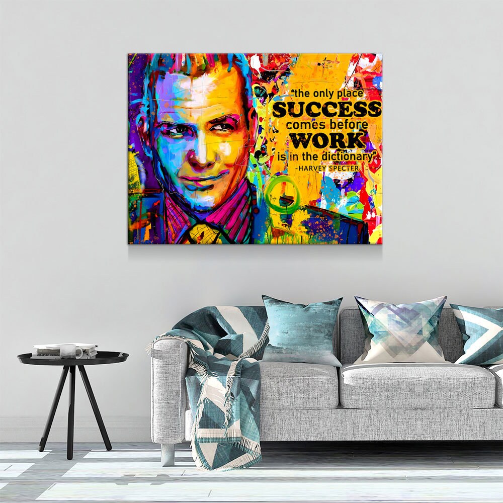 The Only Time Success Comes Before Work Is In The Dictionary Canvas Wall Art, Harvey Specter Quote, Motivational Decor