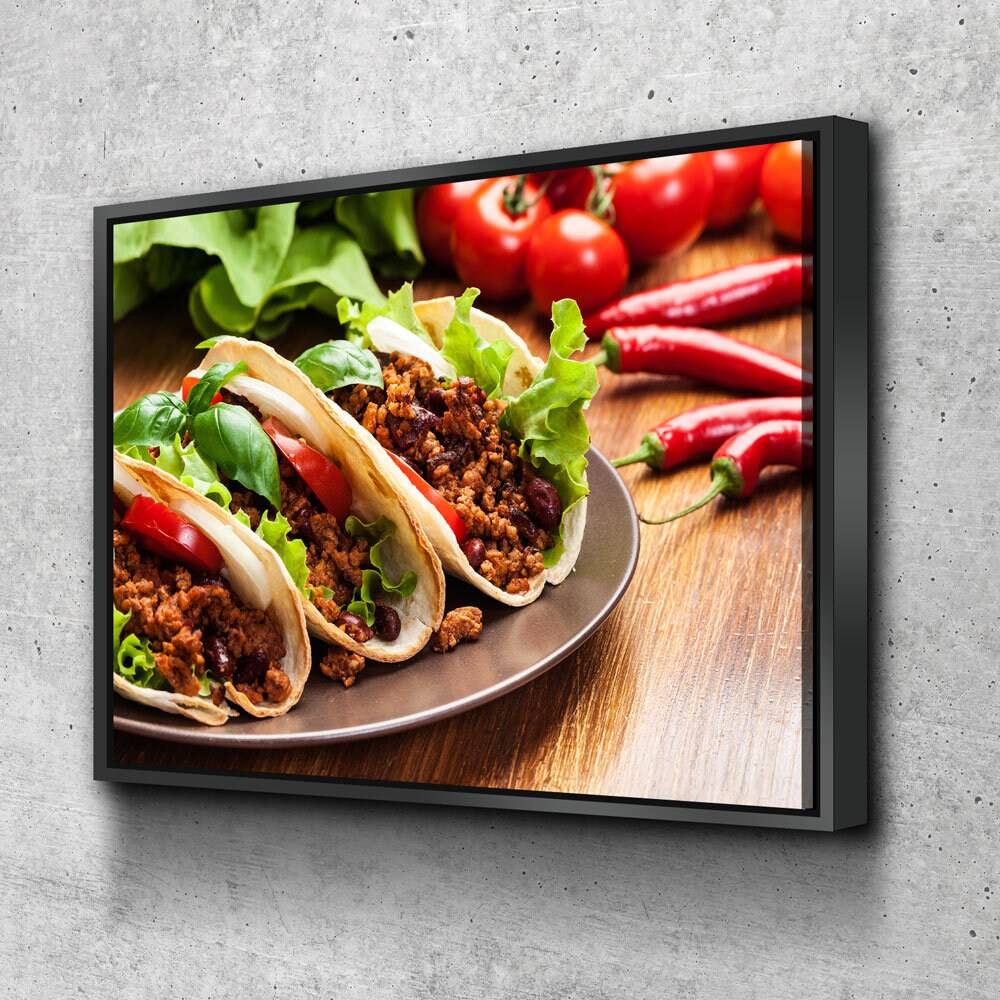 Tacos Canvas Wall Art, Taco Restaurant Decor, Mexican Restaurant Decor, Spicy Taco Print, Taqueria Decor, Tex-Mex Art