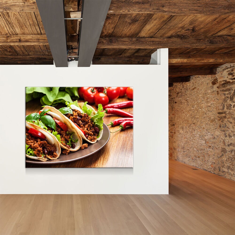 Tacos Canvas Wall Art, Taco Restaurant Decor, Mexican Restaurant Decor, Spicy Taco Print, Taqueria Decor, Tex-Mex Art