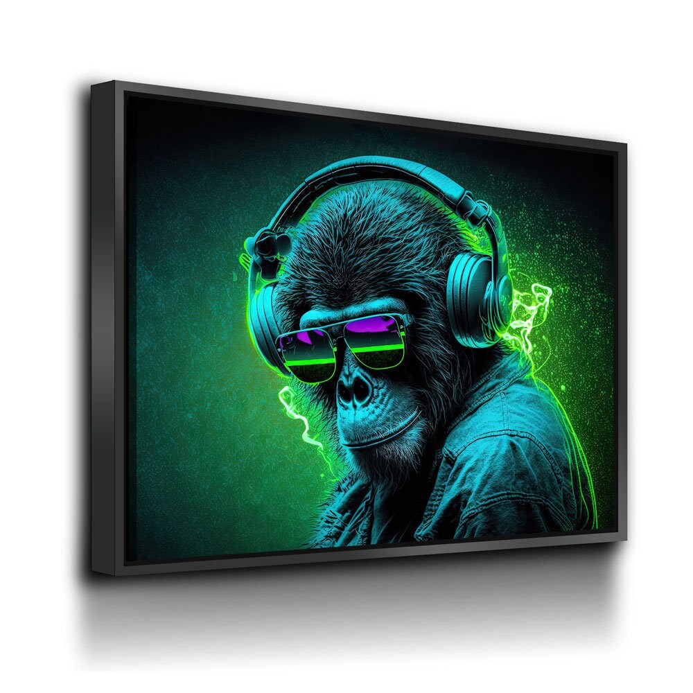 Party Monkey DJ Canvas Wall Art, Monkey DJ, Party Monkey, Abstract Art, Abstract Decor, Music Monkey Wall Art, Party Decor