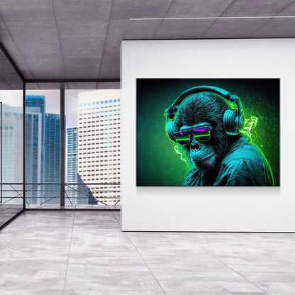 Party Monkey DJ Canvas Wall Art, Monkey DJ, Party Monkey, Abstract Art, Abstract Decor, Music Monkey Wall Art, Party Decor