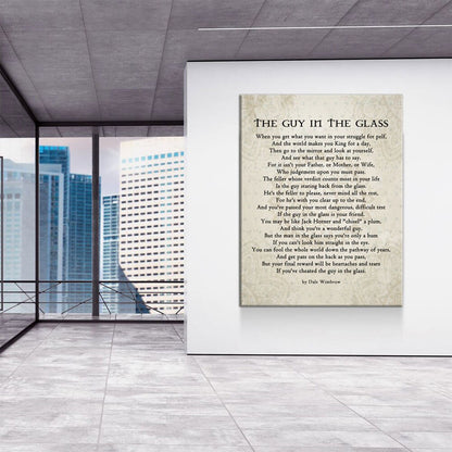 The Guy in the Glass Canvas Wall Art, 1934 Poem by Dale Wimbrow, Graduation Gift, Graduation Idea, Office Decor Gallery Wrap