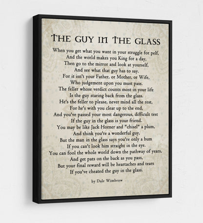 The Guy in the Glass Canvas Wall Art, 1934 Poem by Dale Wimbrow, Graduation Gift, Graduation Idea, Office Decor