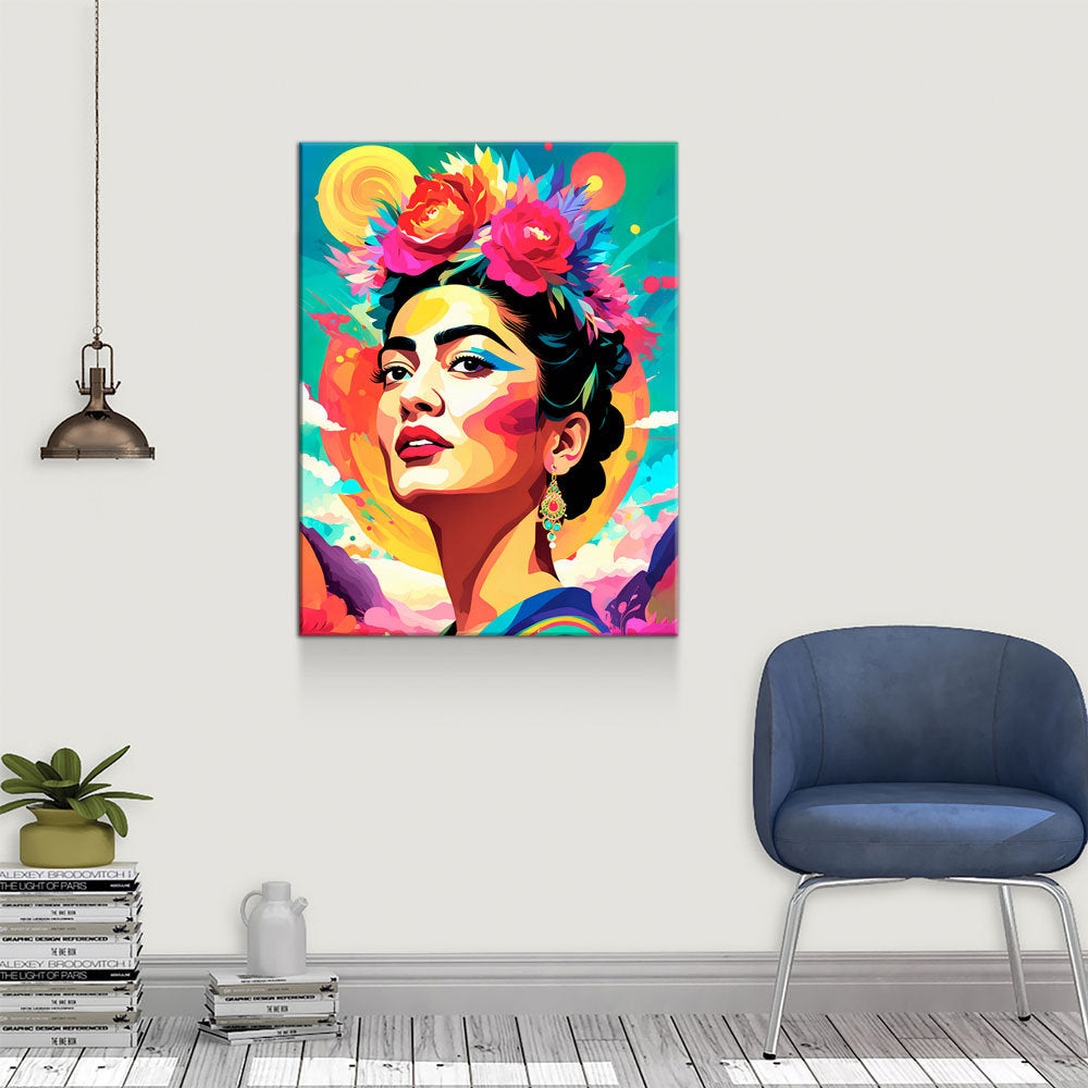 Frida Kahlo Canvas Wall Art, Abstract Frida Kahlo, Music Decor, Magdalena Carmen Frida Kahlo y Calderón, Mexican Painter Frida Kahlo
