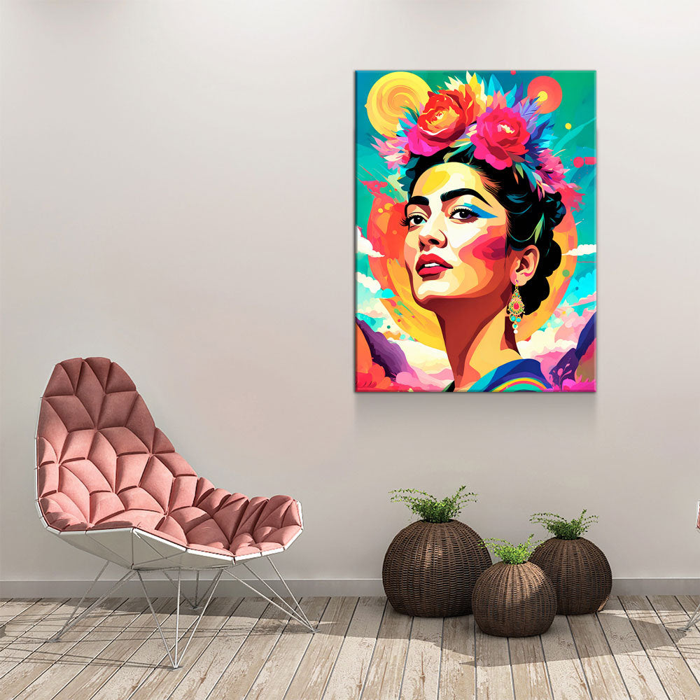 Frida Kahlo Canvas Wall Art, Abstract Frida Kahlo, Music Decor, Magdalena Carmen Frida Kahlo y Calderón, Mexican Painter Frida Kahlo
