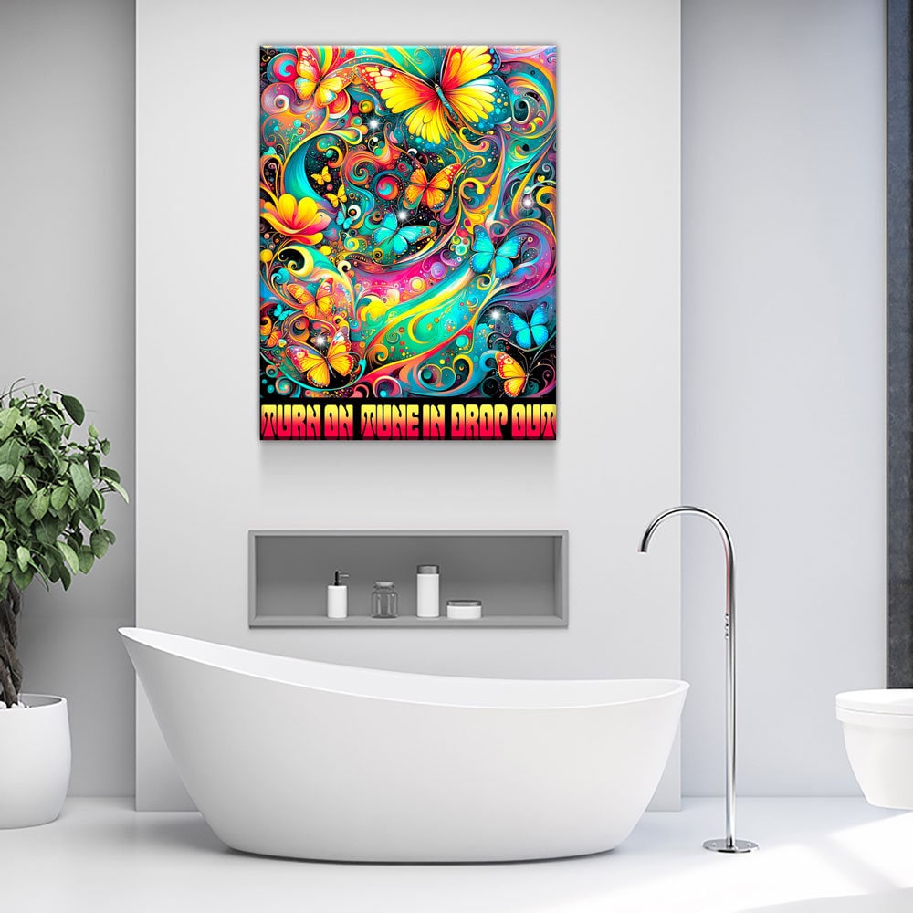 Turn On Tune In Drop Out Canvas Wall Art, Abstract Print, Turn On Tune In Drop Out Print, Timothy Leary Quote, Hippie Art
