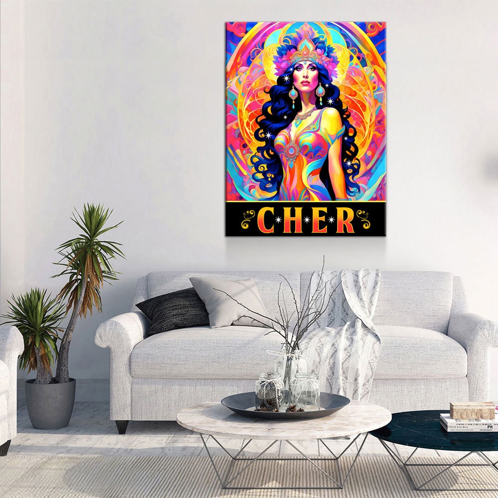 Cher Legend Canvas Wall Art, Abstract Cher, Music Decor, Goddess of Pop Decor, Cher Print, Cher Music Art Gallery Wrap
