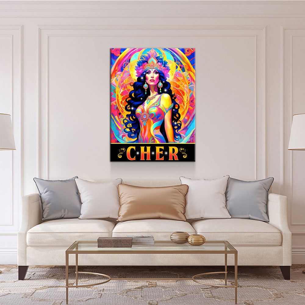 Cher Legend Canvas Wall Art, Abstract Cher, Music Decor, Goddess of Pop Decor, Cher Print, Cher Music Art