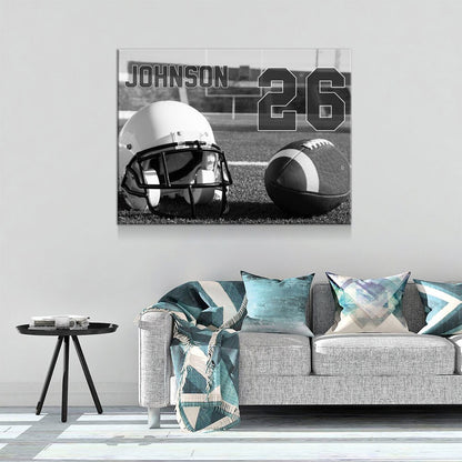 Personalized Football Name And Number Canvas Wall Art, Custom Football Player Print, Football Team Gift, High School Football