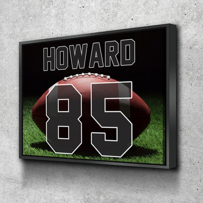 Personalized Football Name And Number Canvas Wall Art, Custom Football Player Print, Football Team Gift, High School Football With Floating Frame
