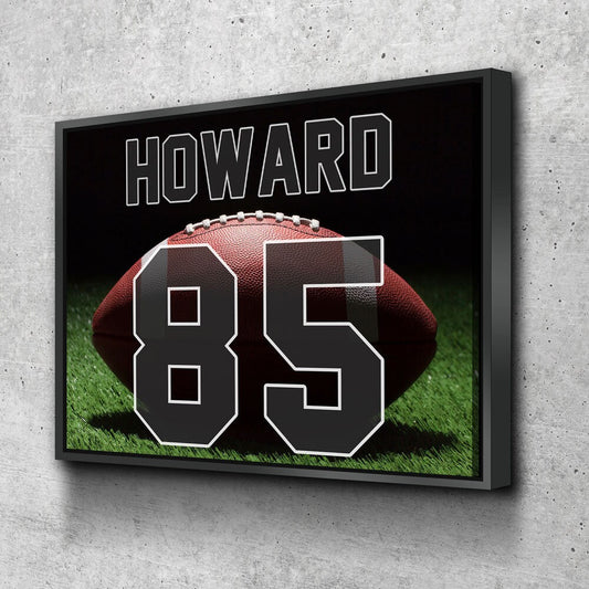 Personalized Football Name And Number Canvas Wall Art, Custom Football Player Print, Football Team Gift, High School Football With Floating Frame