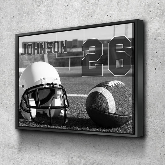 Personalized Football Name And Number Canvas Wall Art, Custom Football Player Print, Football Team Gift, High School Football