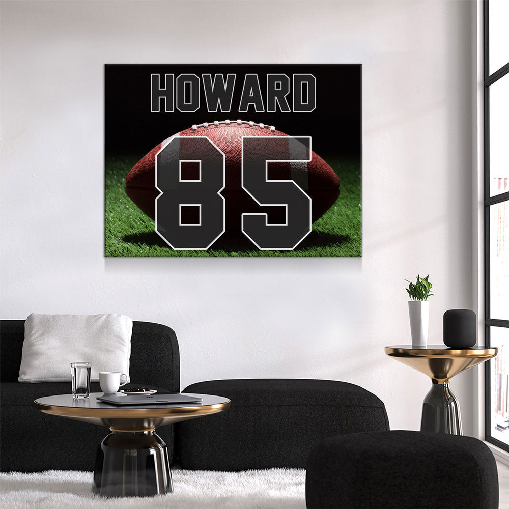Personalized Football Name And Number Canvas Wall Art, Custom Football Player Print, Football Team Gift, High School Football