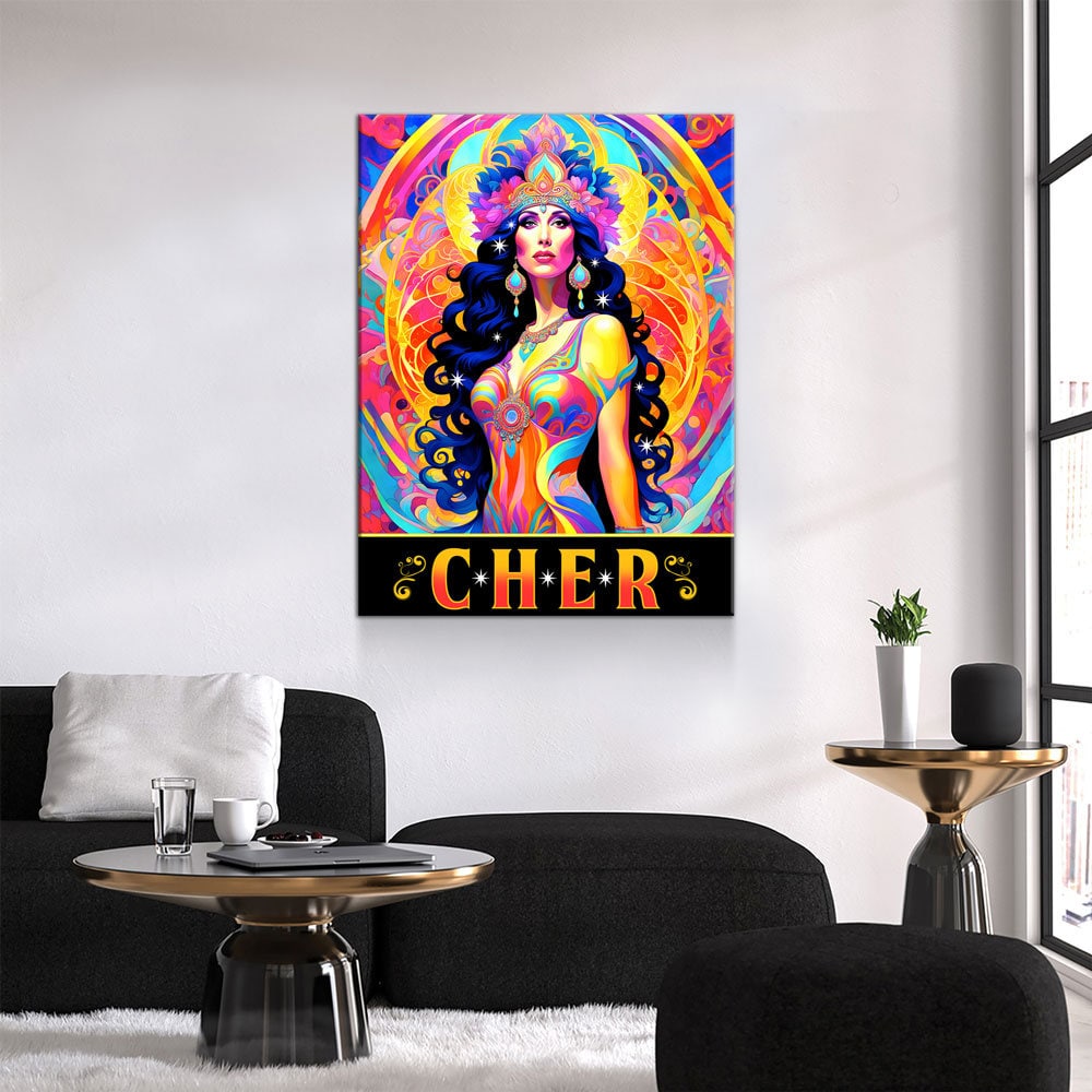 Cher Legend Canvas Wall Art, Abstract Cher, Music Decor, Goddess of Pop Decor, Cher Print, Cher Music Art