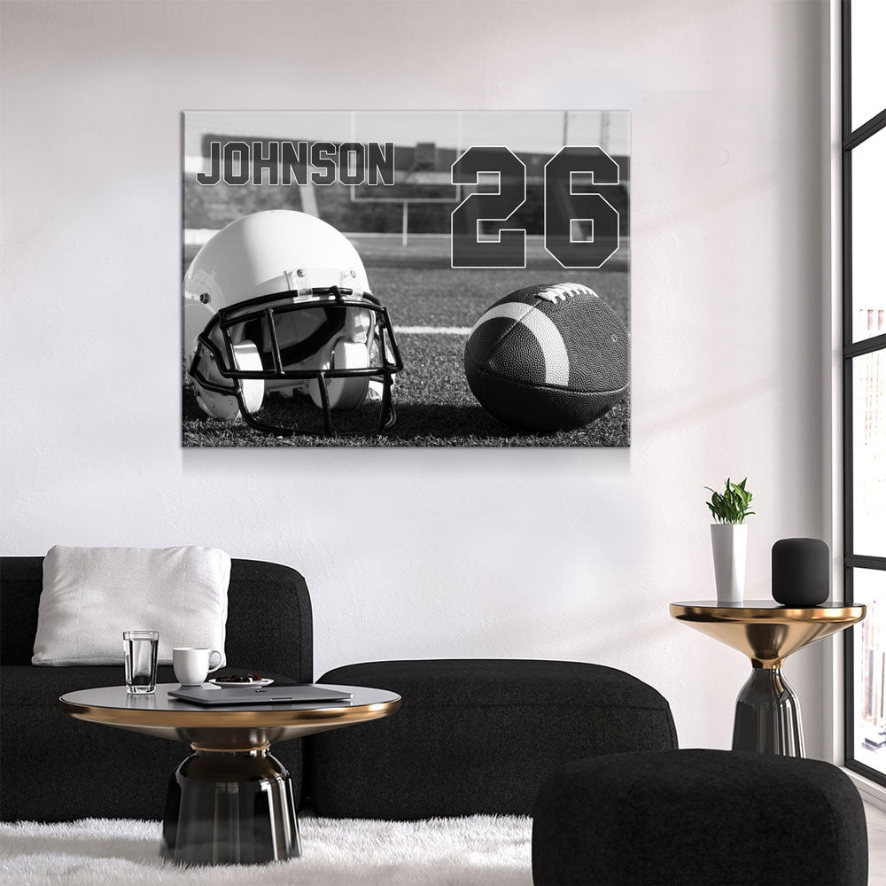 Personalized Football Name And Number Canvas Wall Art, Custom Football Player Print, Football Team Gift, High School Football