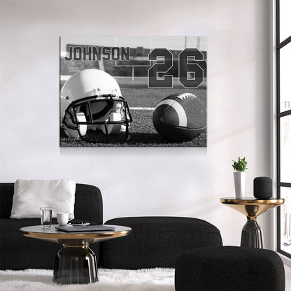 Personalized Football Name And Number Canvas Wall Art, Custom Football Player Print, Football Team Gift, High School Football