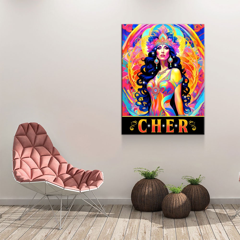Cher Legend Canvas Wall Art, Abstract Cher, Music Decor, Goddess of Pop Decor, Cher Print, Cher Music Art