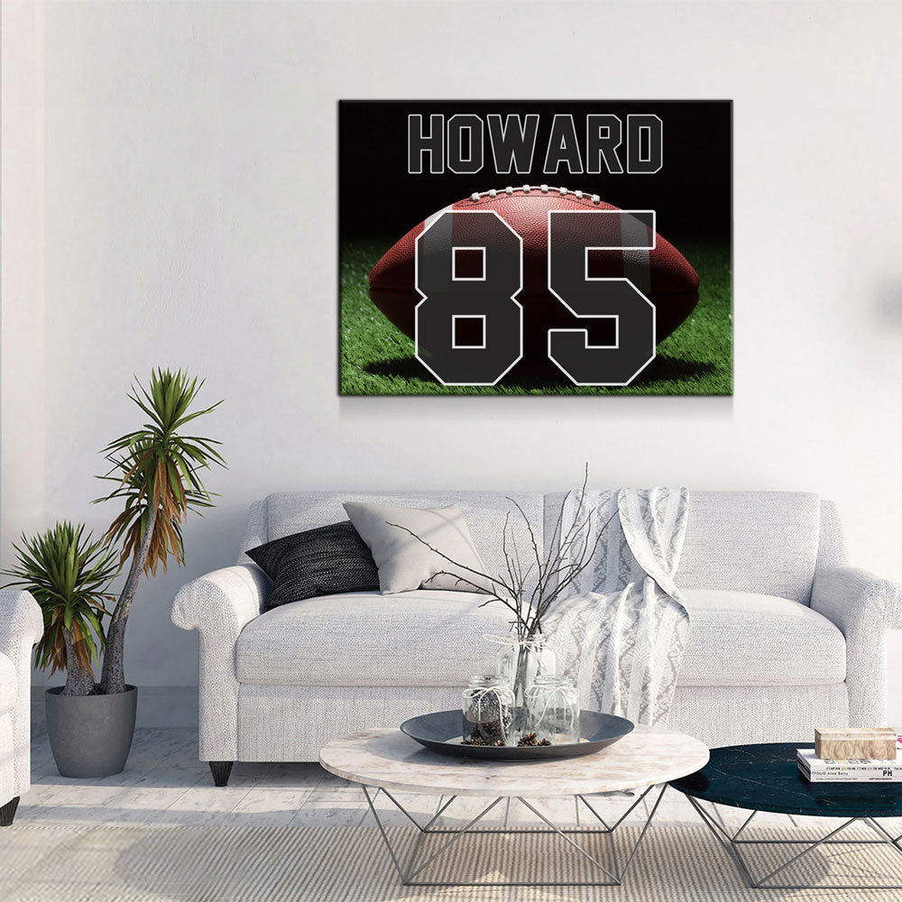 Personalized Football Name And Number Canvas Wall Art, Custom Football Player Print, Football Team Gift, High School Football Gallery Wrap