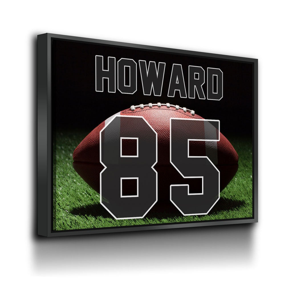 Personalized Football Name And Number Canvas Wall Art, Custom Football Player Print, Football Team Gift, High School Football