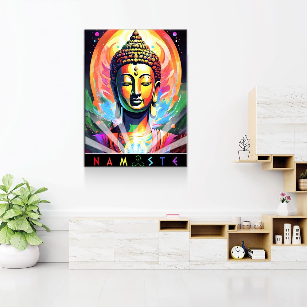 Namaste Canvas Wall Art, Abstract Namaste Print, Namaste Decor, Vibrant Namaste Art, Sanskrit, Affirmation Of Unity, Equality & Oneness