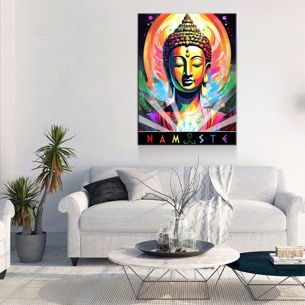 Namaste Canvas Wall Art, Abstract Namaste Print, Namaste Decor, Vibrant Namaste Art, Sanskrit, Affirmation Of Unity, Equality & Oneness