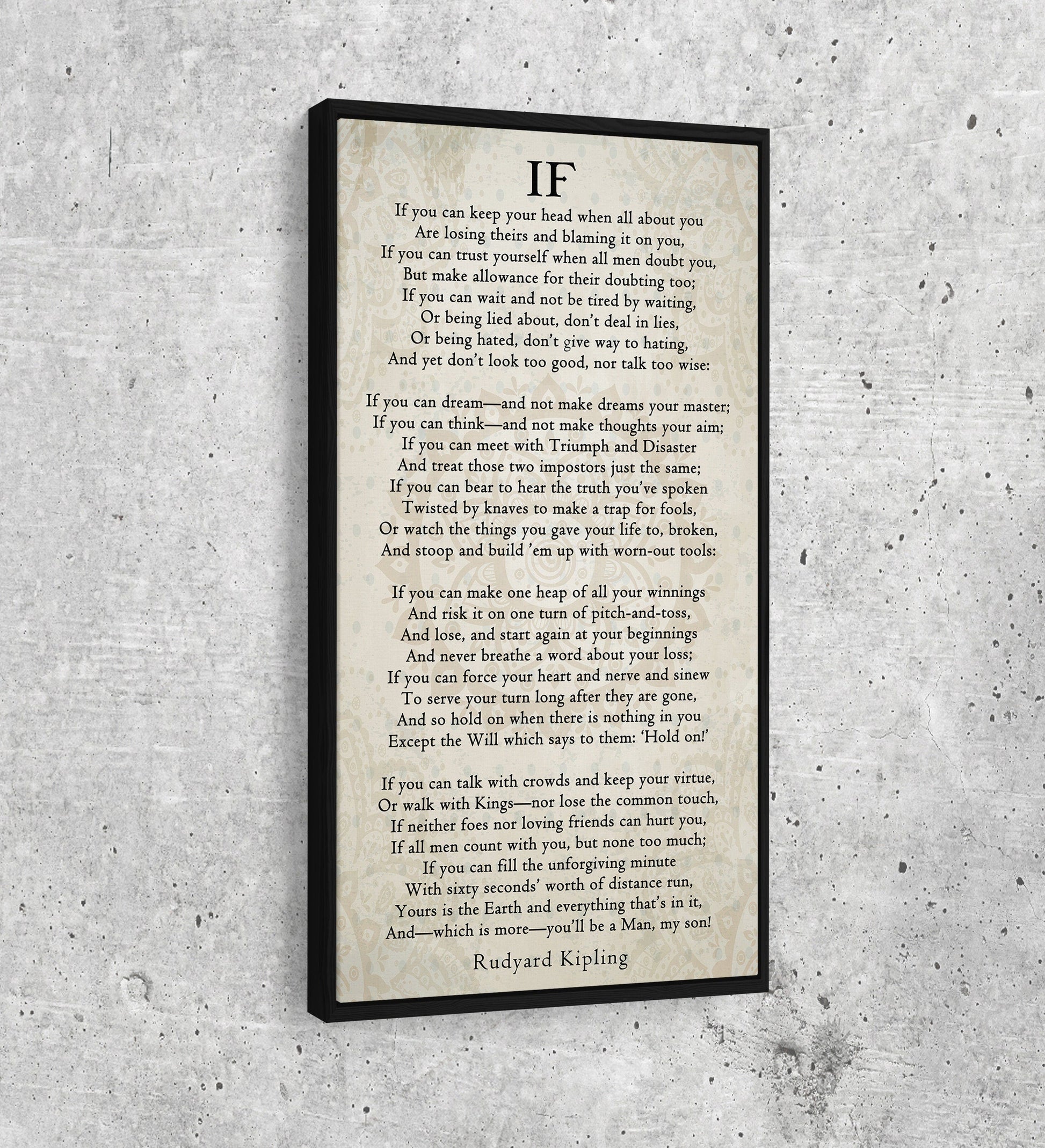 If Poem By Rudyard Kipling Canvas Wall Art, Graduation Gift for Son, IF Print On Canvas, Rudyard Kipling Poetry, You'll Be A Man My Son With Floating Frame