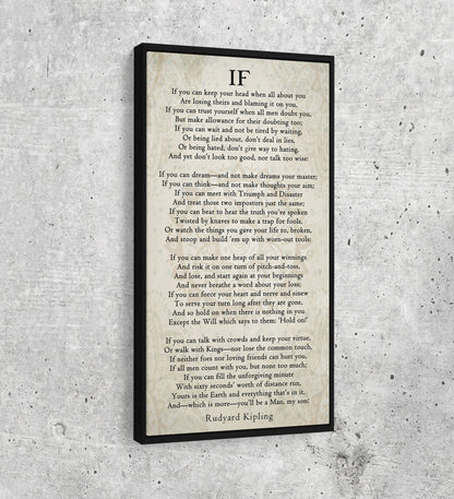 If Poem By Rudyard Kipling Canvas Wall Art, Graduation Gift for Son, IF Print On Canvas, Rudyard Kipling Poetry, You'll Be A Man My Son With Floating Frame