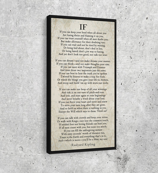 If Poem By Rudyard Kipling Canvas Wall Art, Graduation Gift for Son, IF Print On Canvas, Rudyard Kipling Poetry, You'll Be A Man My Son With Floating Frame