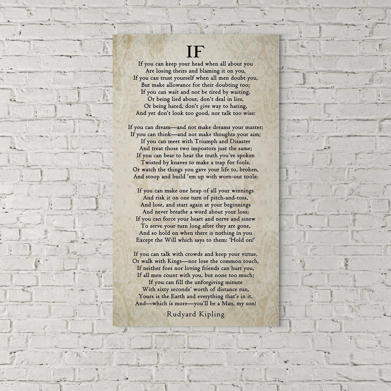 If Poem By Rudyard Kipling Canvas Wall Art, Graduation Gift for Son, IF Print On Canvas, Rudyard Kipling Poetry, You'll Be A Man My Son