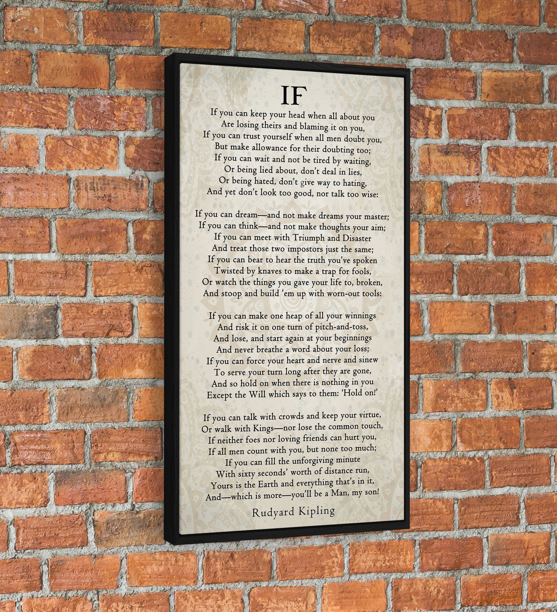If Poem By Rudyard Kipling Canvas Wall Art, Graduation Gift for Son, IF Print On Canvas, Rudyard Kipling Poetry, You'll Be A Man My Son