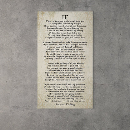 If Poem By Rudyard Kipling Canvas Wall Art, Graduation Gift for Son, IF Print On Canvas, Rudyard Kipling Poetry, You'll Be A Man My Son