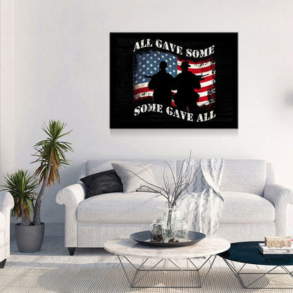 All Gave Some Some Gave All Canvas Wall Art, We The People Background, Patriotic Decor, Soldier Tribute, Support Military, Veteran Decor