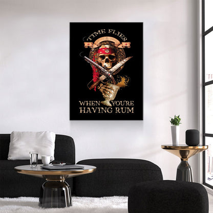 Pirate Decor, Time Flies When You're Having Rum Canvas Wall Art, Perfect For Man Cave, Man Cave Decor, Bar Decor, Pirate Art, Pirate Decor
