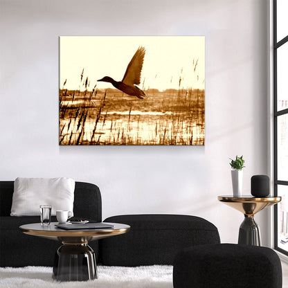 Duck Hunting Canvas Wall Art, Duck Wall Art, Duck Hunters Decor, Cabin Decor, Hunting Decor, Duck Flying In Field