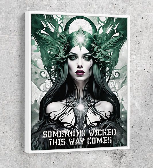 Something Wicked This Way Comes Canvas Wall Art, Dark Fantasy Art, Fantasy Decor, Witch Decor White Floating Frame