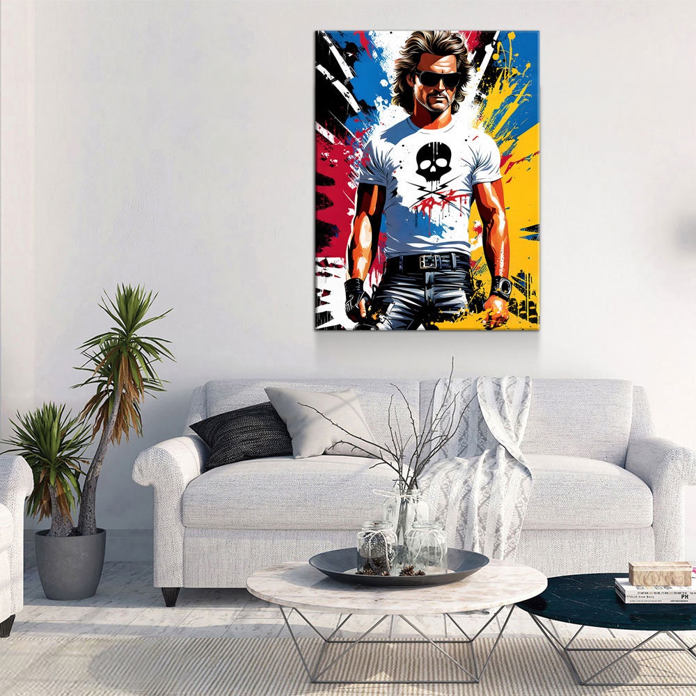 Stuntman Mike Canvas Wall Art, Cult Classic Art Print, Death Proof Abstract Print, Stuntman Decor Gallery Wrap