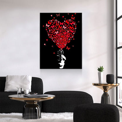 Love Gun Wall Art, Abstract Heart Print, Abstract Love Gun, Heart Love Gun Decor Gallery Wrap
