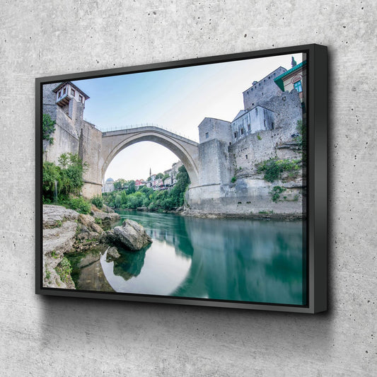 Bosnia Old Bridge Canvas Wall Art, Stari Most Print, Mostar Bridge Print, Mostar Bridge Canvas Art, Bosnia and Herzegovina Wall Art, Bosnia With Floating Frame
