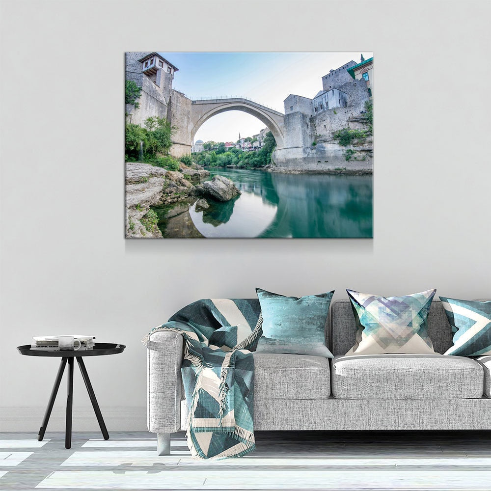 Bosnia Old Bridge Canvas Wall Art, Stari Most Print, Mostar Bridge Print, Mostar Bridge Canvas Art, Bosnia and Herzegovina Wall Art, Bosnia Gallery Wrap