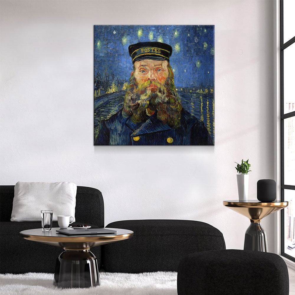 Vincent Van Gogh Mash Up Canvas Wall Art, Van Gogh Starry Night Over The Rhone With Van Gogh The Postman, Joseph Roulin