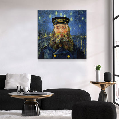 Vincent Van Gogh Mash Up Canvas Wall Art, Van Gogh Starry Night Over The Rhone With Van Gogh The Postman, Joseph Roulin